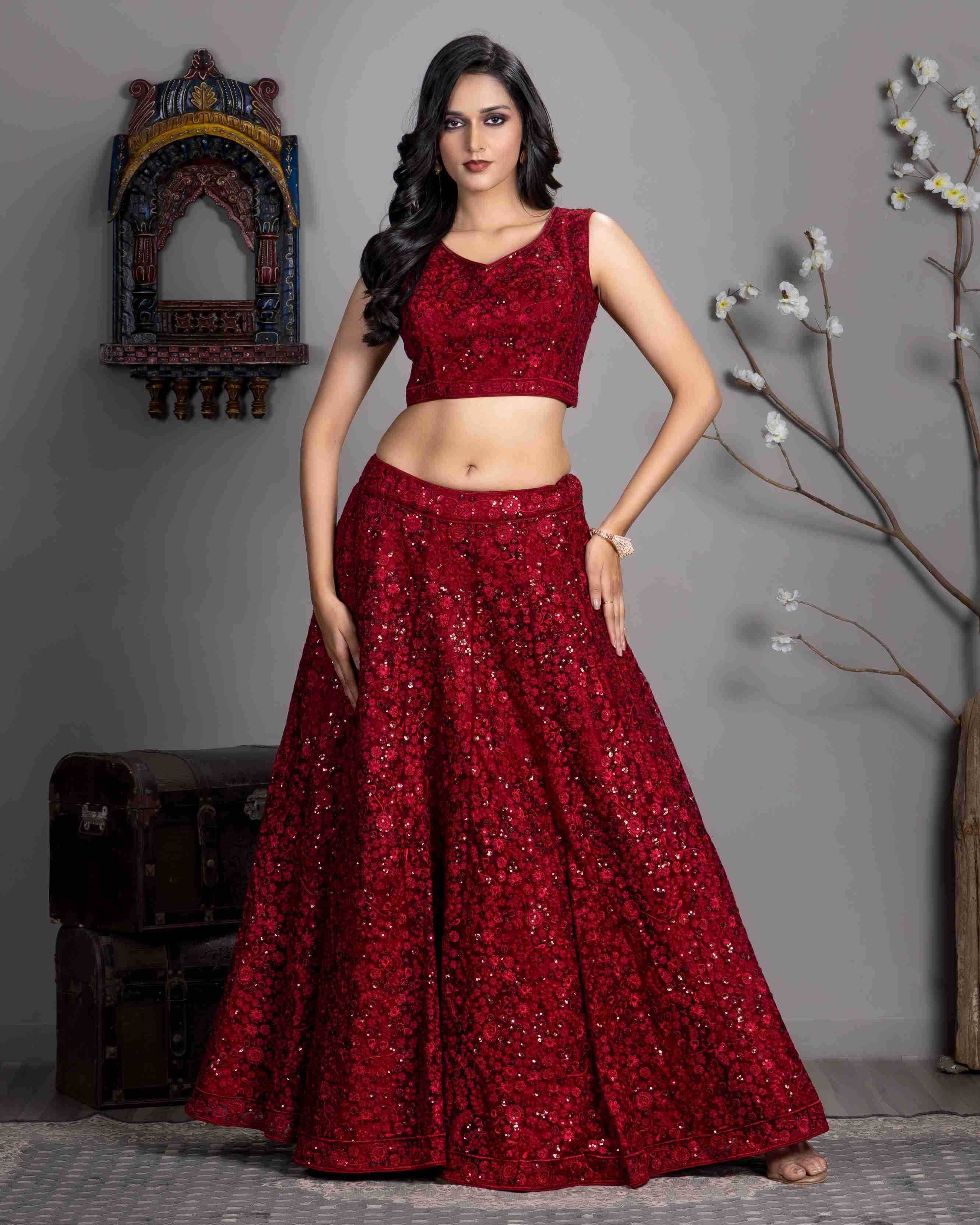 Butterfly Net Lehenga Choli Reception Outfit for Women - MYLUXURY LANE ENTERPRISE